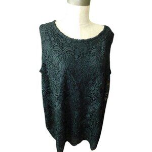 Susan Graver Size 1X Crochet Lace Lined Plus Size Blouse Top